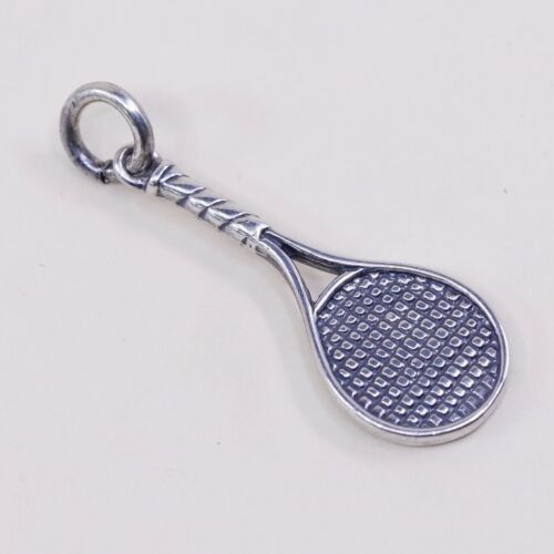 Vtg OYO Handmade Sterling 925 silver Tennis Racket Pendant, Charm