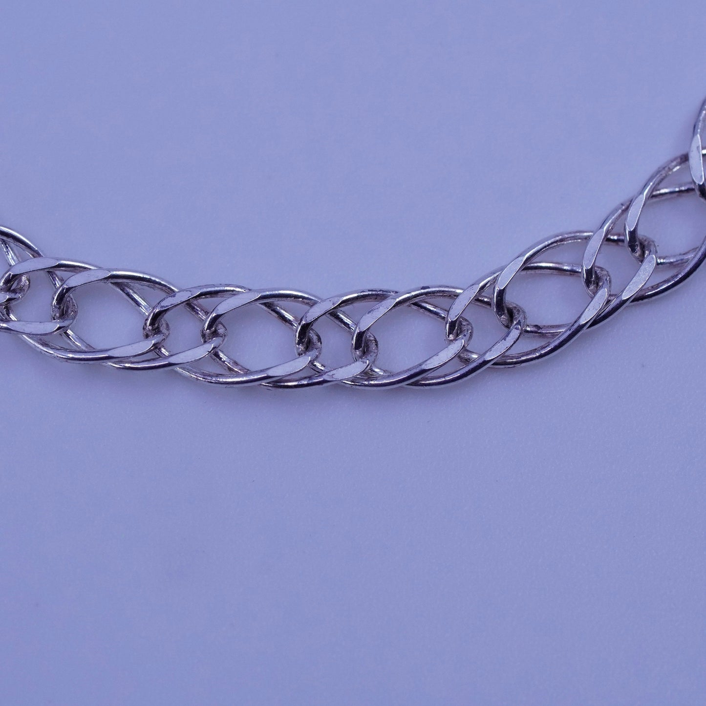 6.75”, Vintage Italy Sterling 925 silver handmade bracelet, double curb chain
