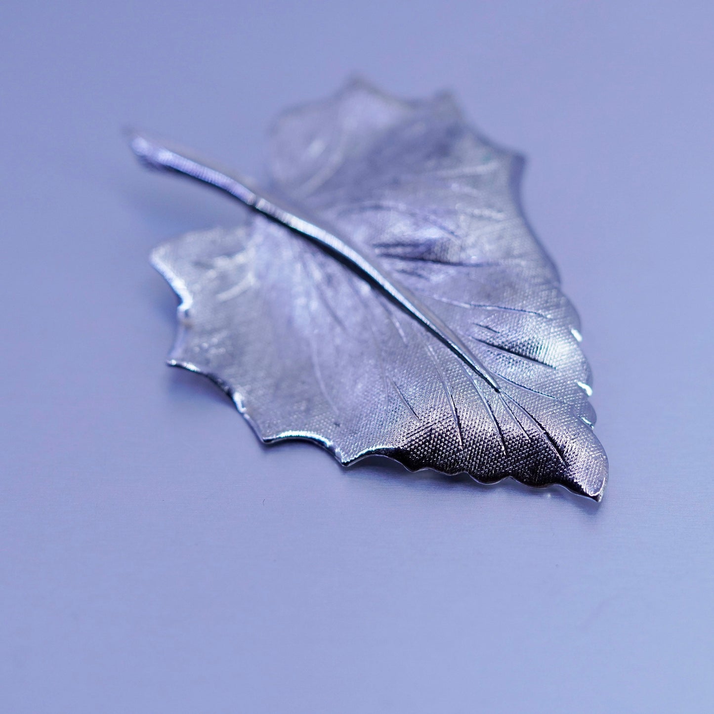 Vintage sterling silver handmade brooch, 925 maple leaf pin