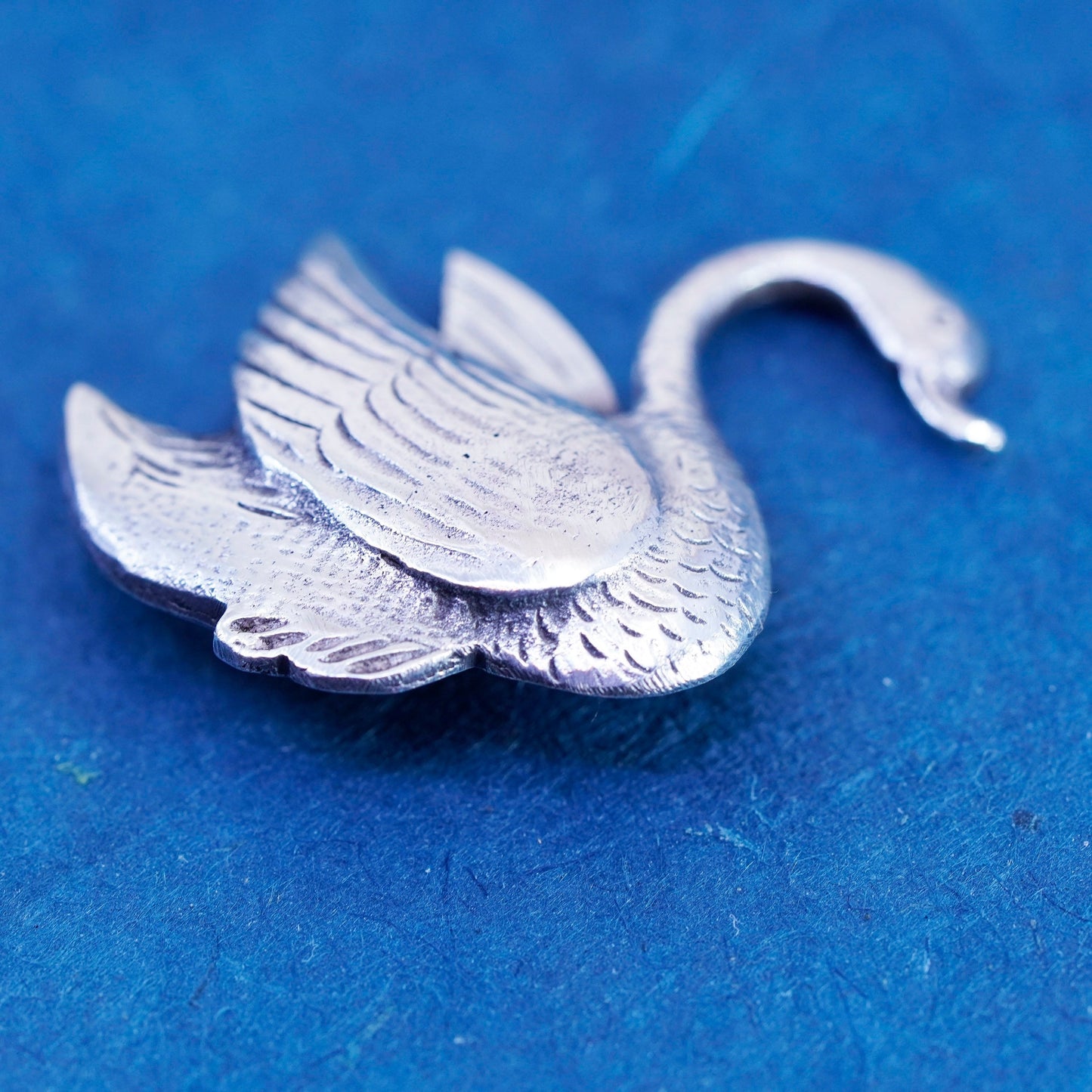 Vintage Sterling silver handmade brooch, 925 swan bird brooch