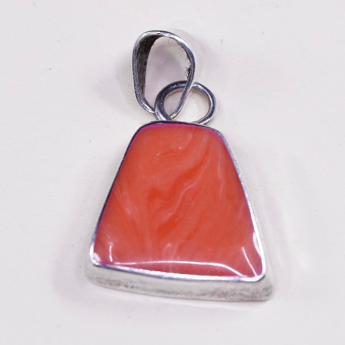 VTG handmade sterling silver pendant, Mexico 925 with orange agate