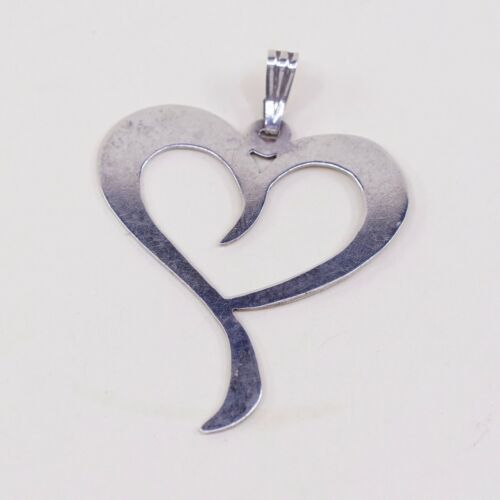 Vintage Bill Willie Native American Sterling Silver Heart Pendant, 925 Charm