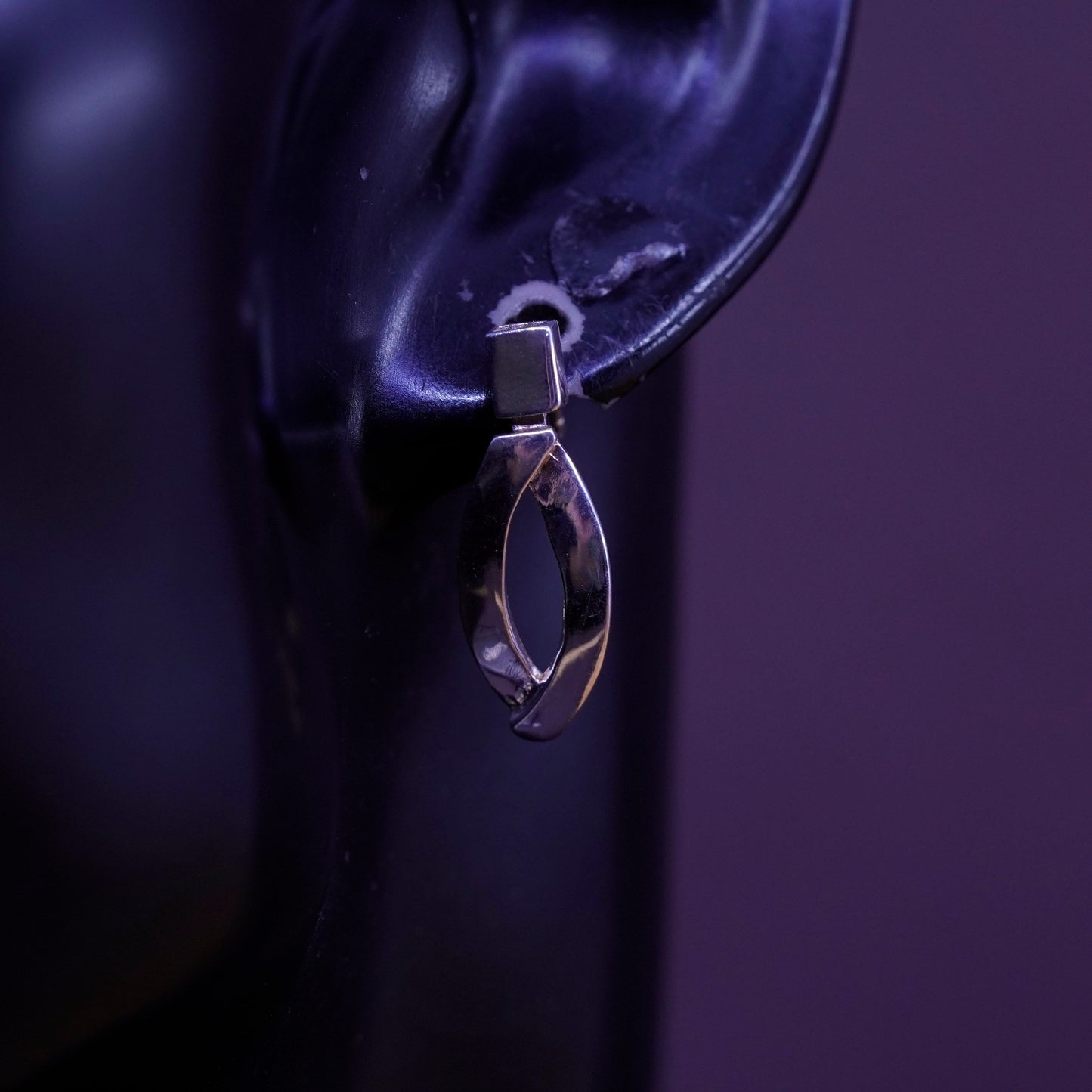0.75”, Vintage Sterling silver handmade earrings, 925 teardrop drops