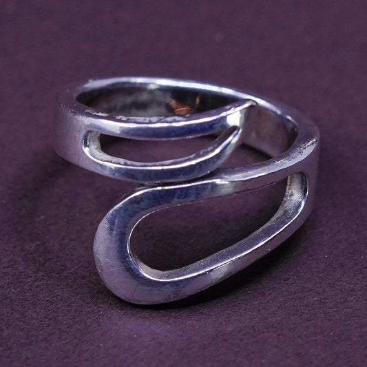 sz 6, vtg Sterling silver handmade ring, 925 wrap band