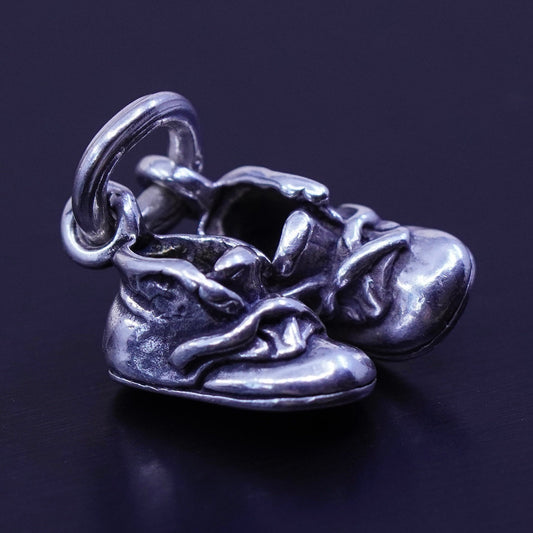 Antique Sterling silver handmade charms, 925 baby shoes