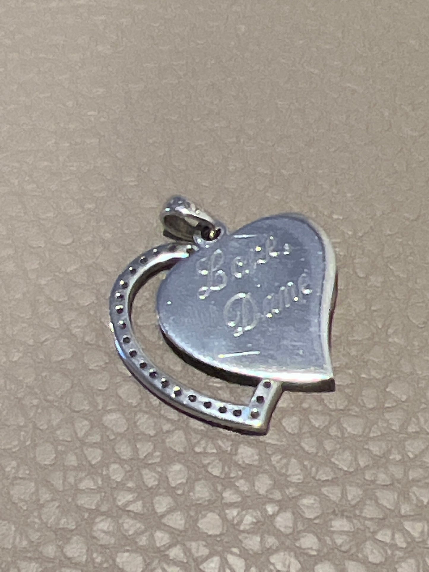 Vintage Sterling silver pendant, 925 hearts with cz “live laugh love, love Dane