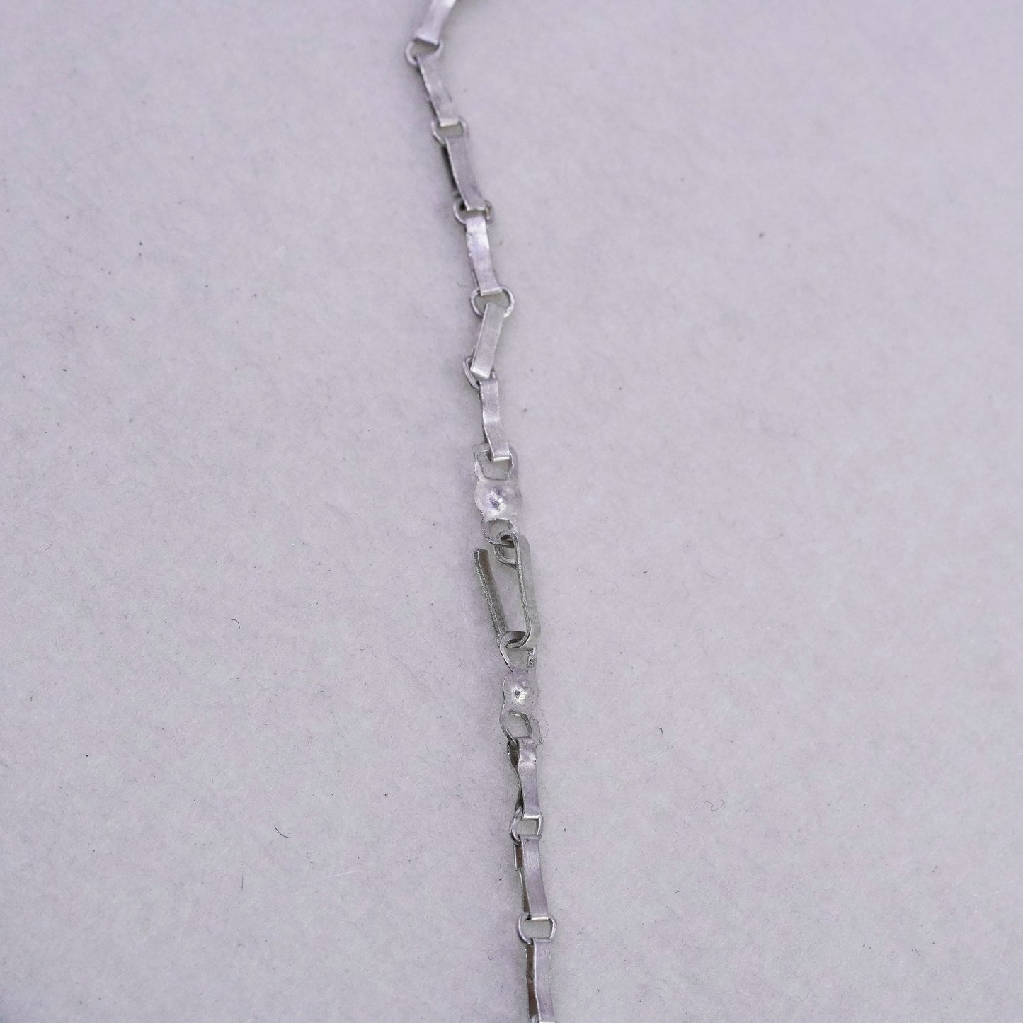 18”, Sterling 950 silver handmade elongated chain necklace with fringe pendant