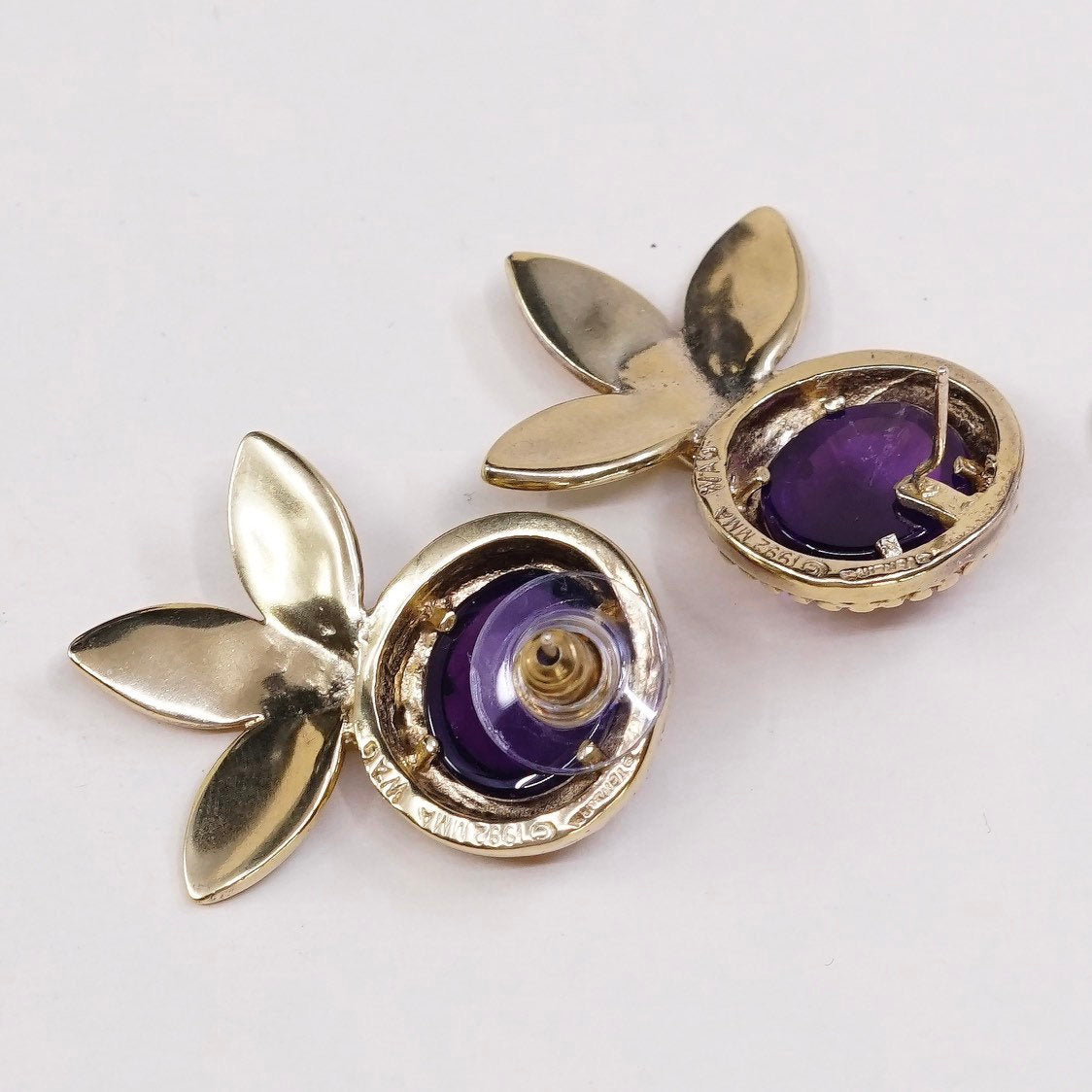 MMA Metropolitan vermeil gold sterling 925 Silver Amethyst Flower Earrings