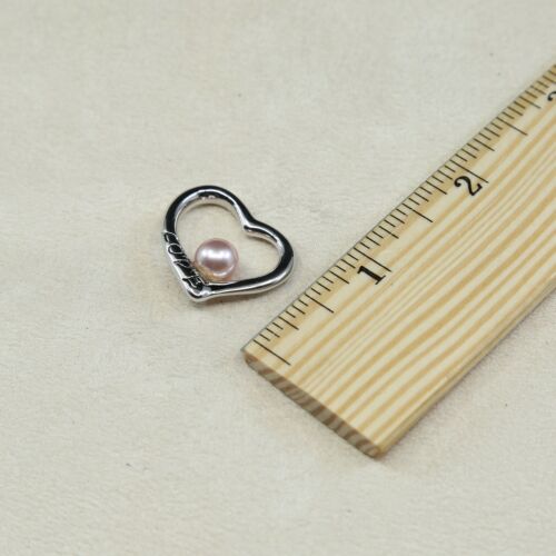 Vintage Sterling Silver Heart Pendant, Solid 925 Silver Heart W/ Pearl Details