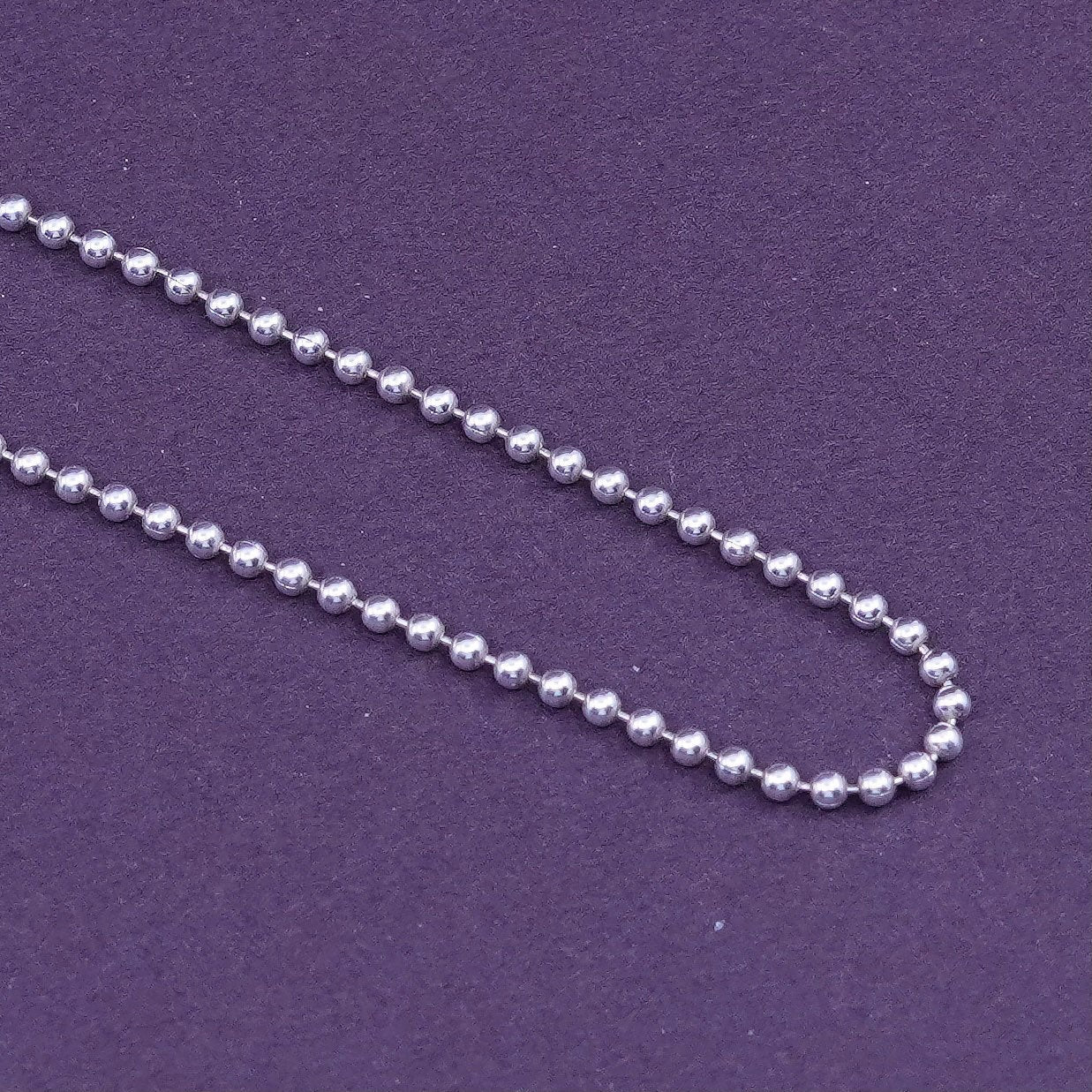 16”, 1mm, vintage Sterling silver beads necklace, 925 chain