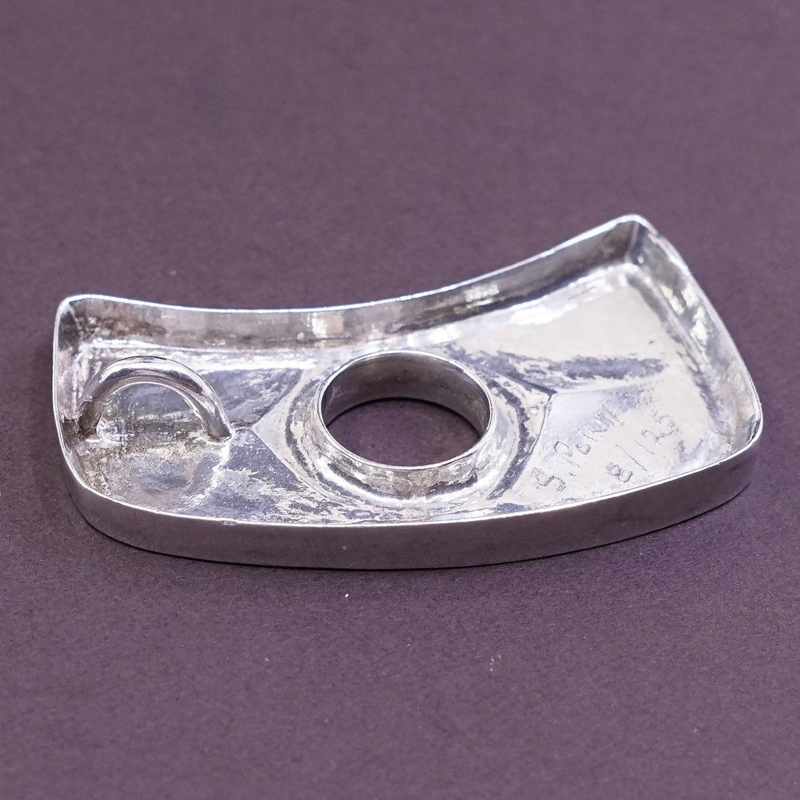 vtg Sterling silver handmade pendant, abstract 925 pendant