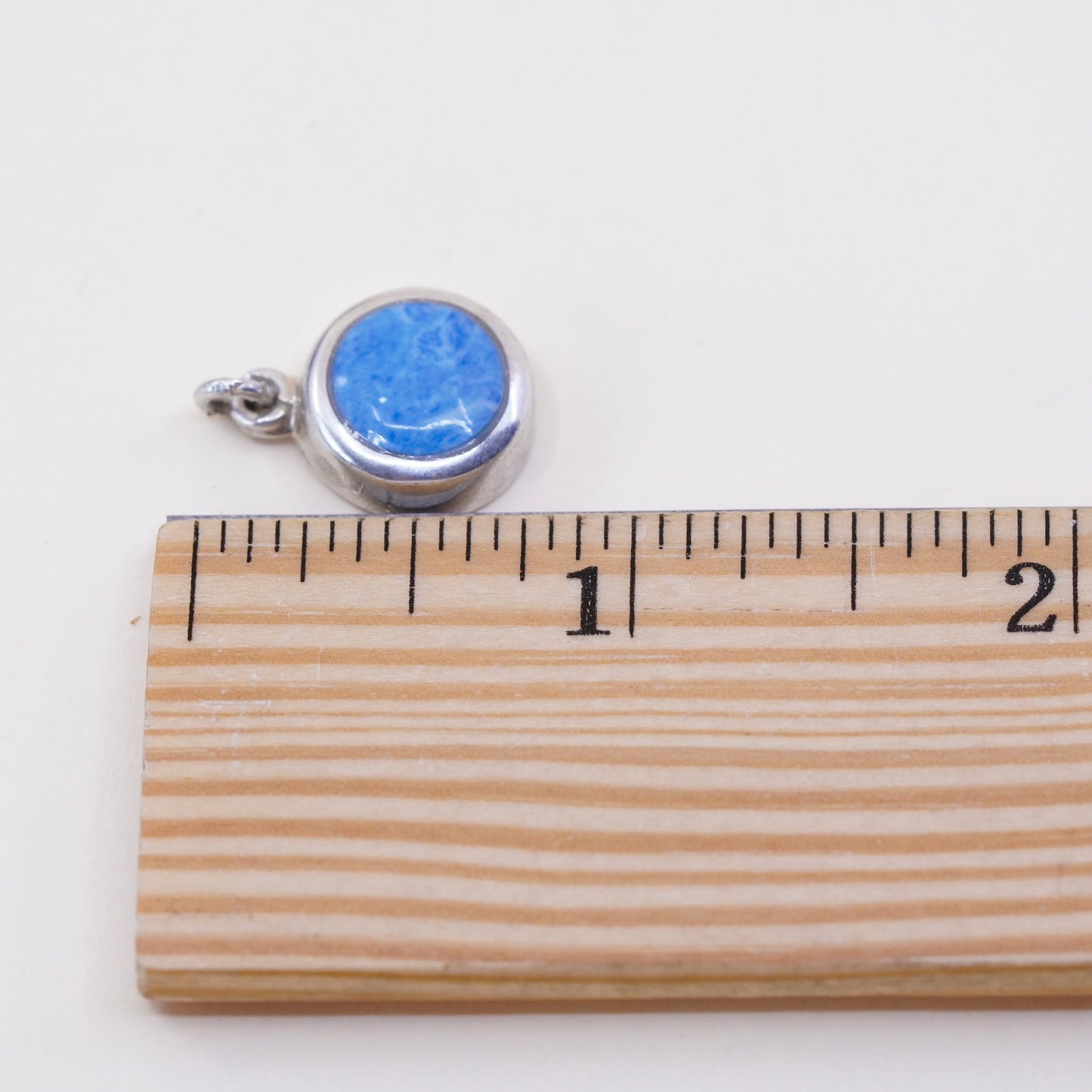 Native American sterling 925 silver handmade pendant with circle sodalite