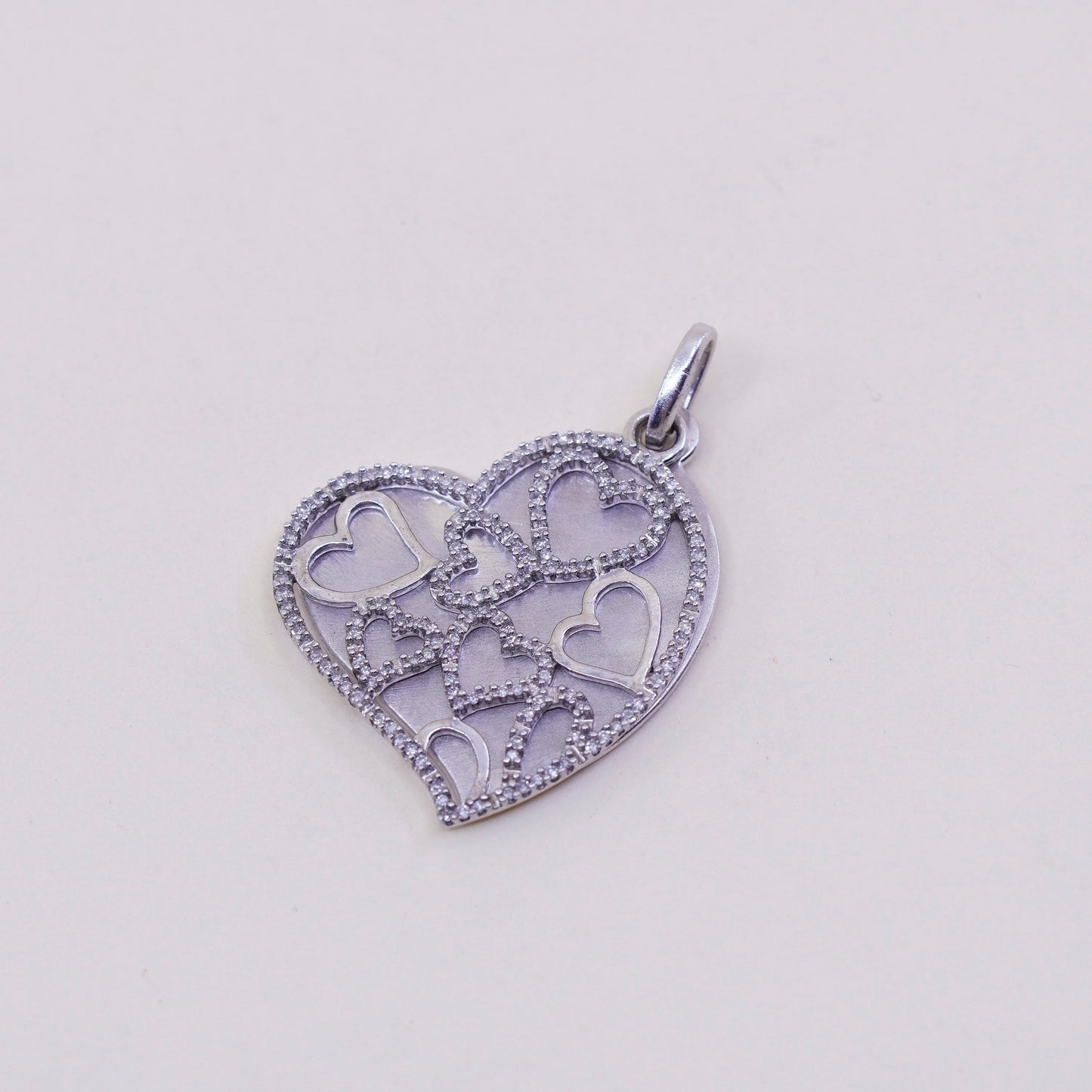 vintage JWBR Sterling silver Pendant, 925 heart Pendant with real diamond