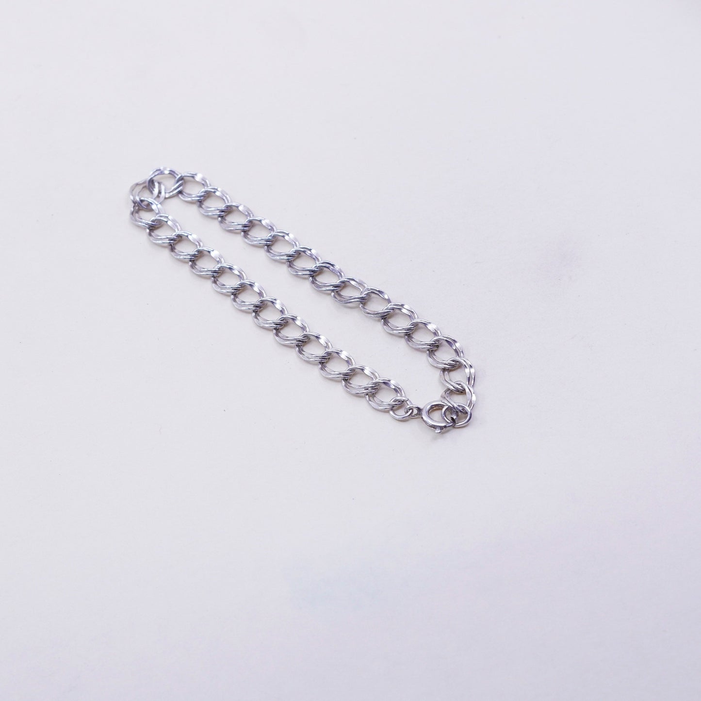 7”, 7mm, Vintage prochain sterling silver bracelet, 925 double curb chain