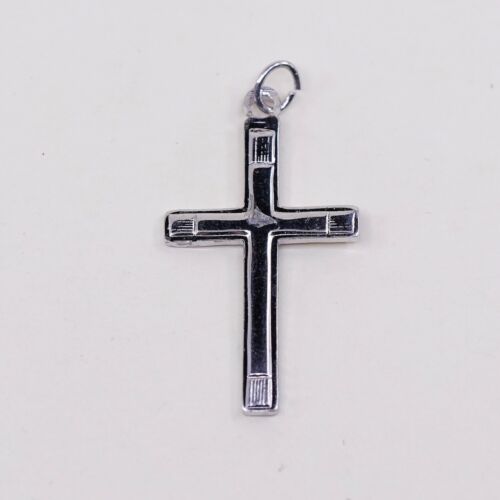 Vintage Sterling Silver Handmade Pendant, 925 silver cross Charm, Stamped