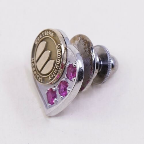 CTO Two Tone 14K White Yellow Gold westlake community hospital pin W/ Ruby