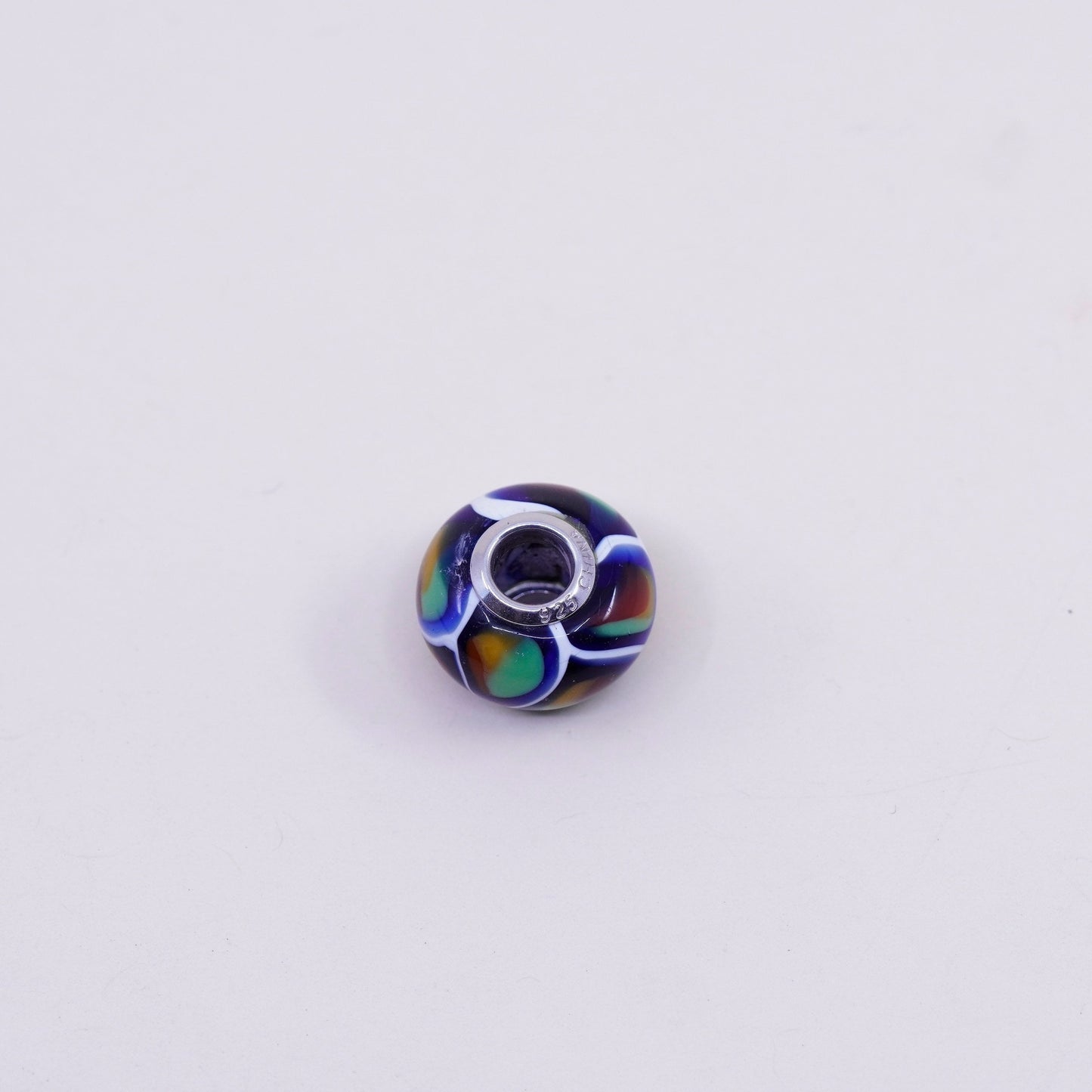 Vintage Sterling 925 silver handmade Murano glass bead charm