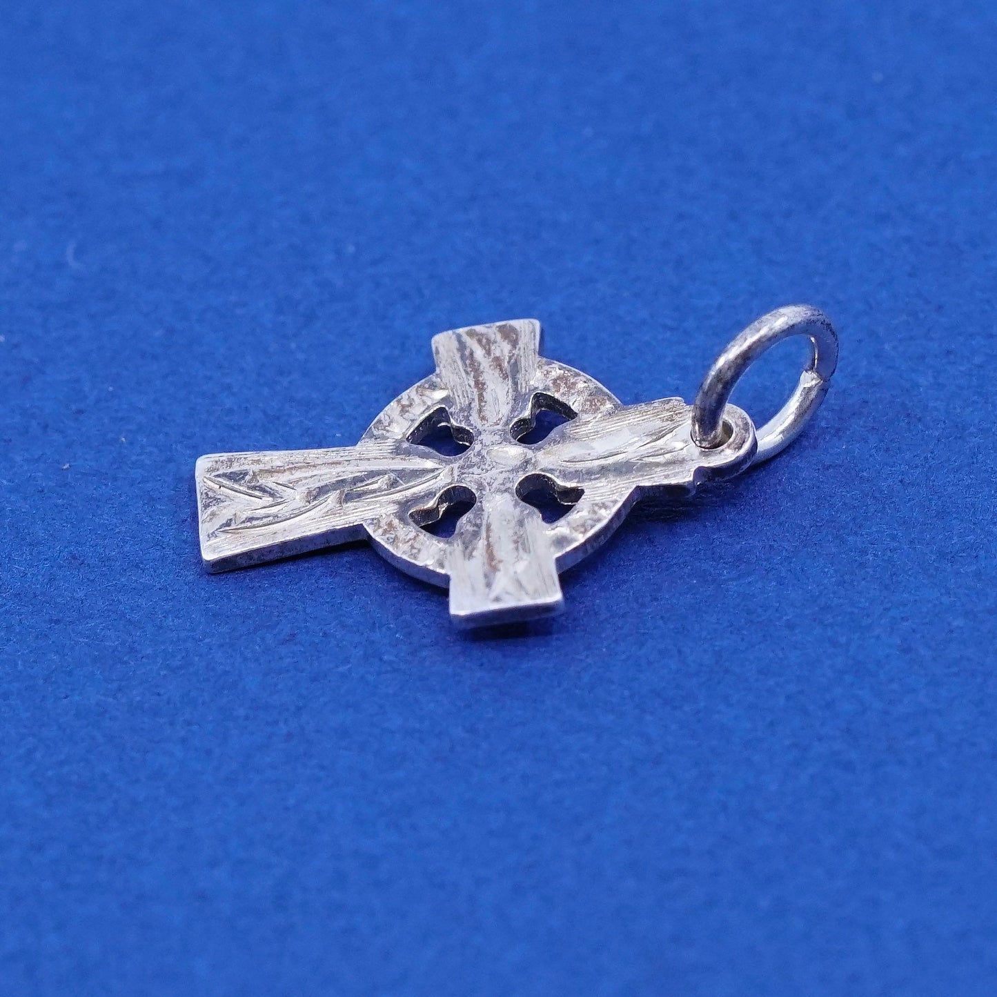 Vintage Ireland Sterling silver handmade pendant, solid 925 silver cross charm