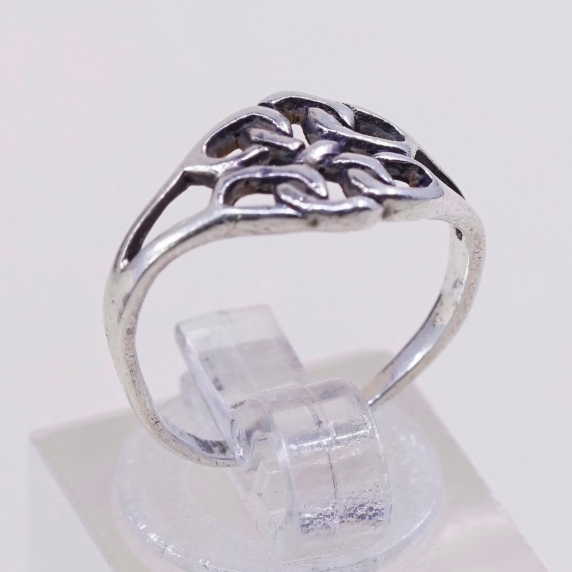 sz 5.25, vtg sterling silver handmade wired ring, 925 irish knot band