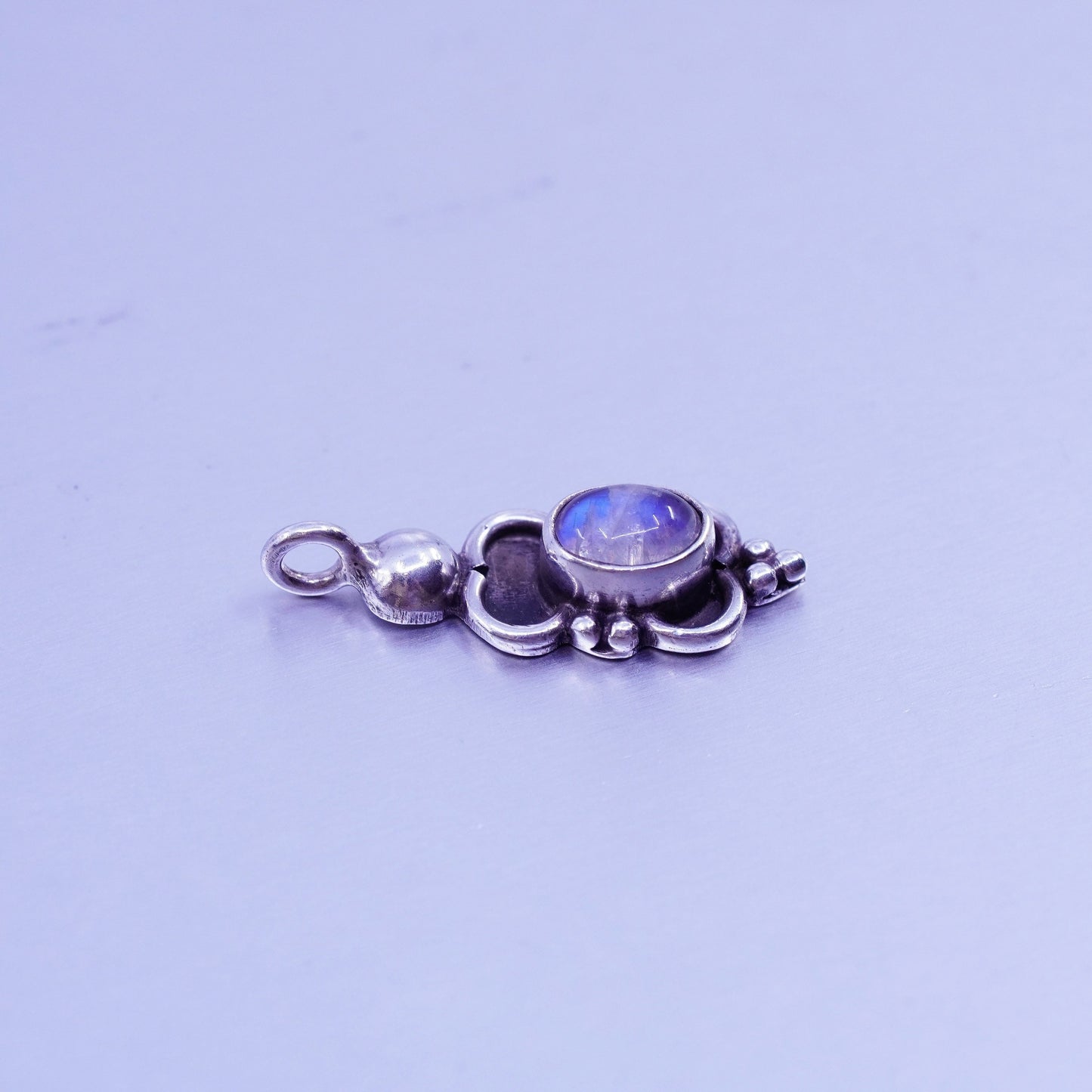 antique sterling 925 silver handmade pendant with blue moonstone