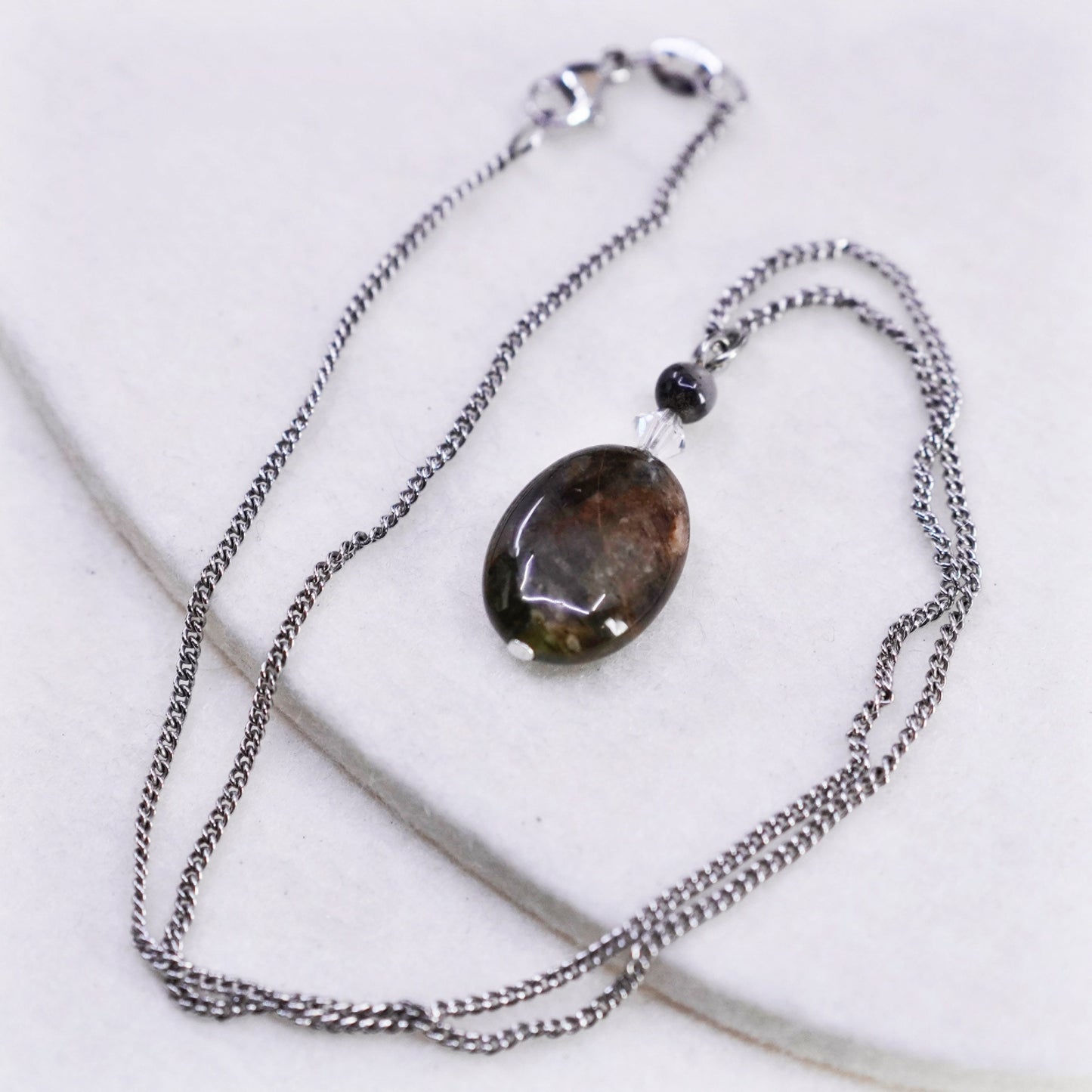 16”, Sterling 925 silver handmade curb necklace with golden tiger eye pendant