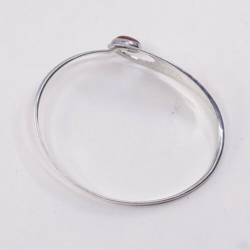 6.75”, ed levin sterling Spoon Bangle, Simple 925 Silver Bracelet W/ Carnelian