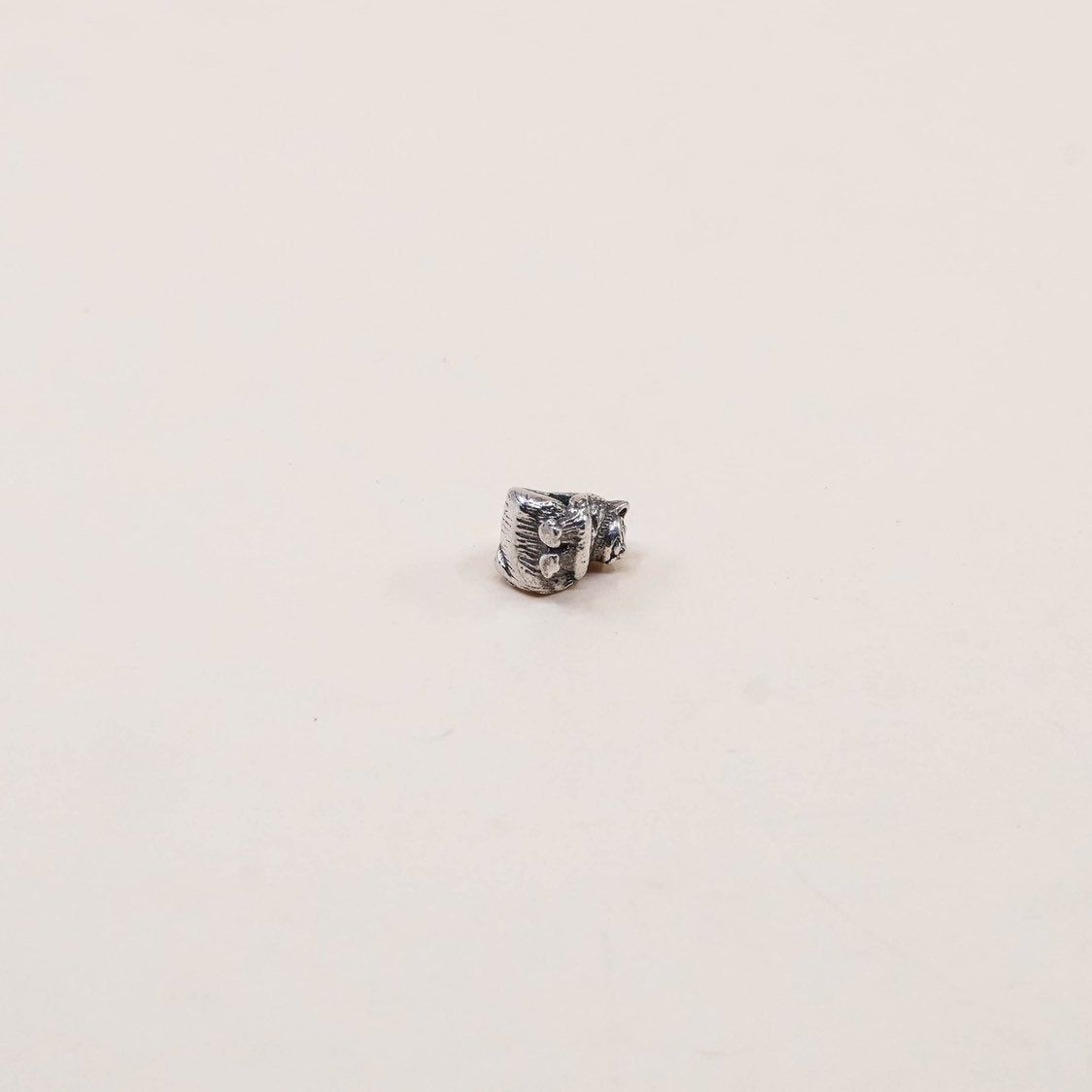 VTG sterling silver handmade pendant, 925 lonely hugging cat bead charm