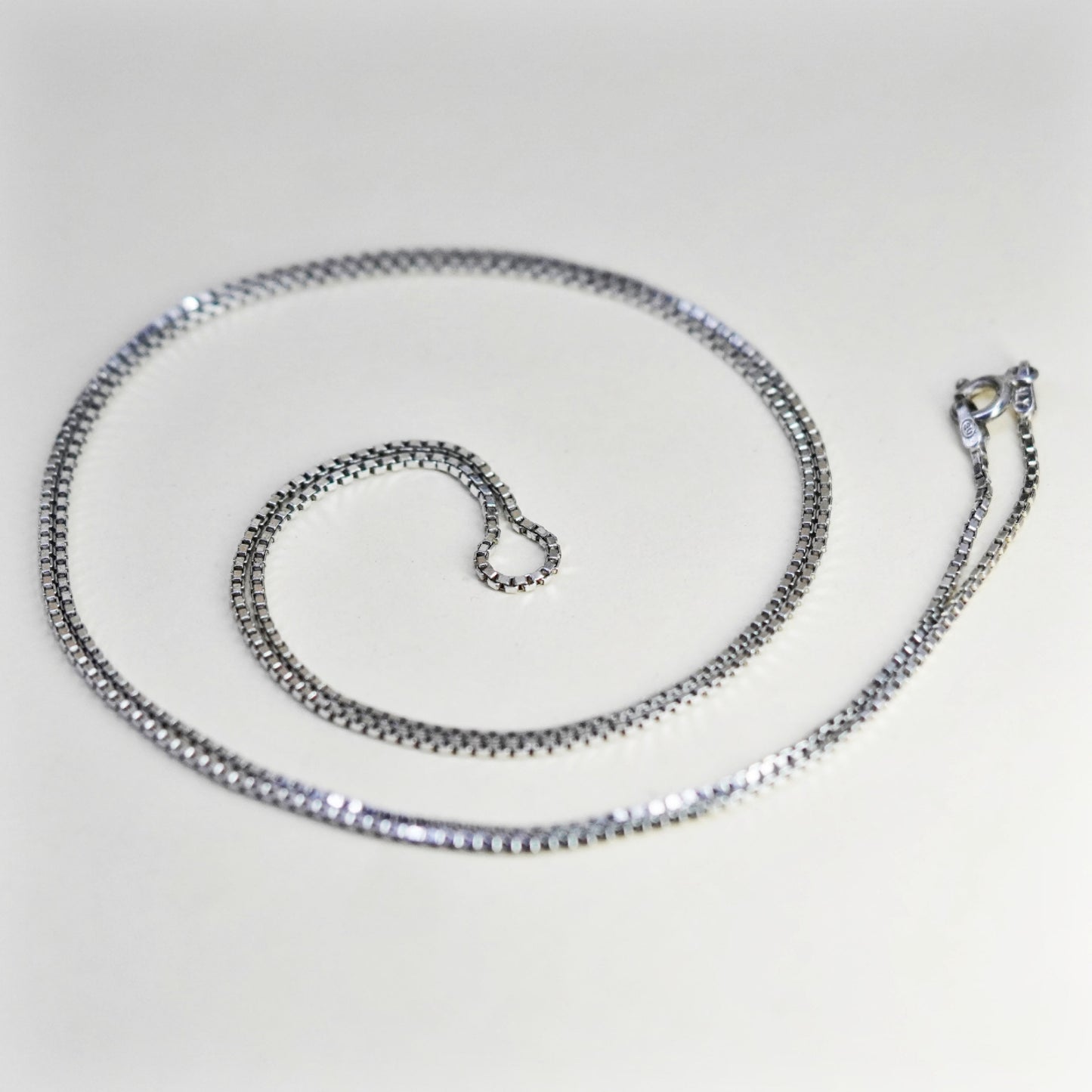 30”, 1.4mm, Vintage sterling silver Italy 925 silver box chain, necklace