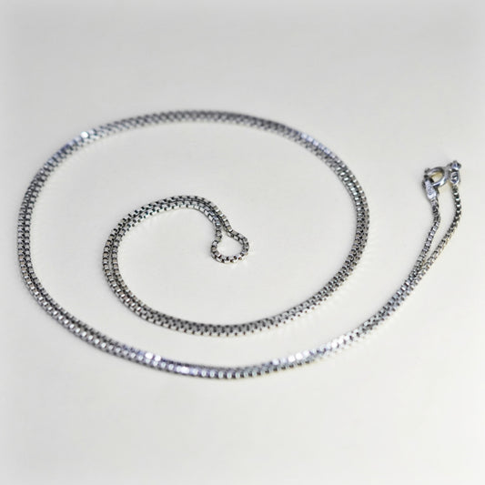 30”, 1.4mm, Vintage sterling silver Italy 925 silver box chain, necklace