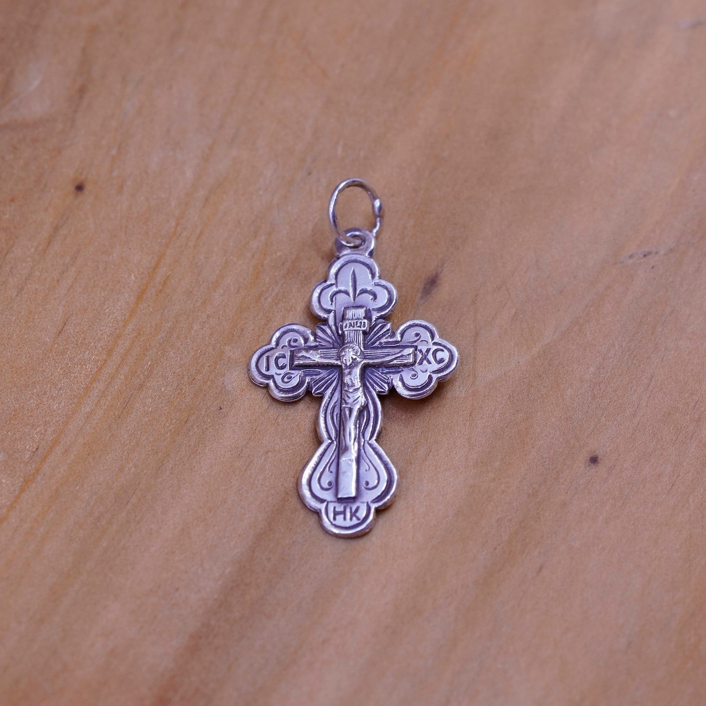 Vintage Sterling silver handmade pendant, 925 Jesus cross