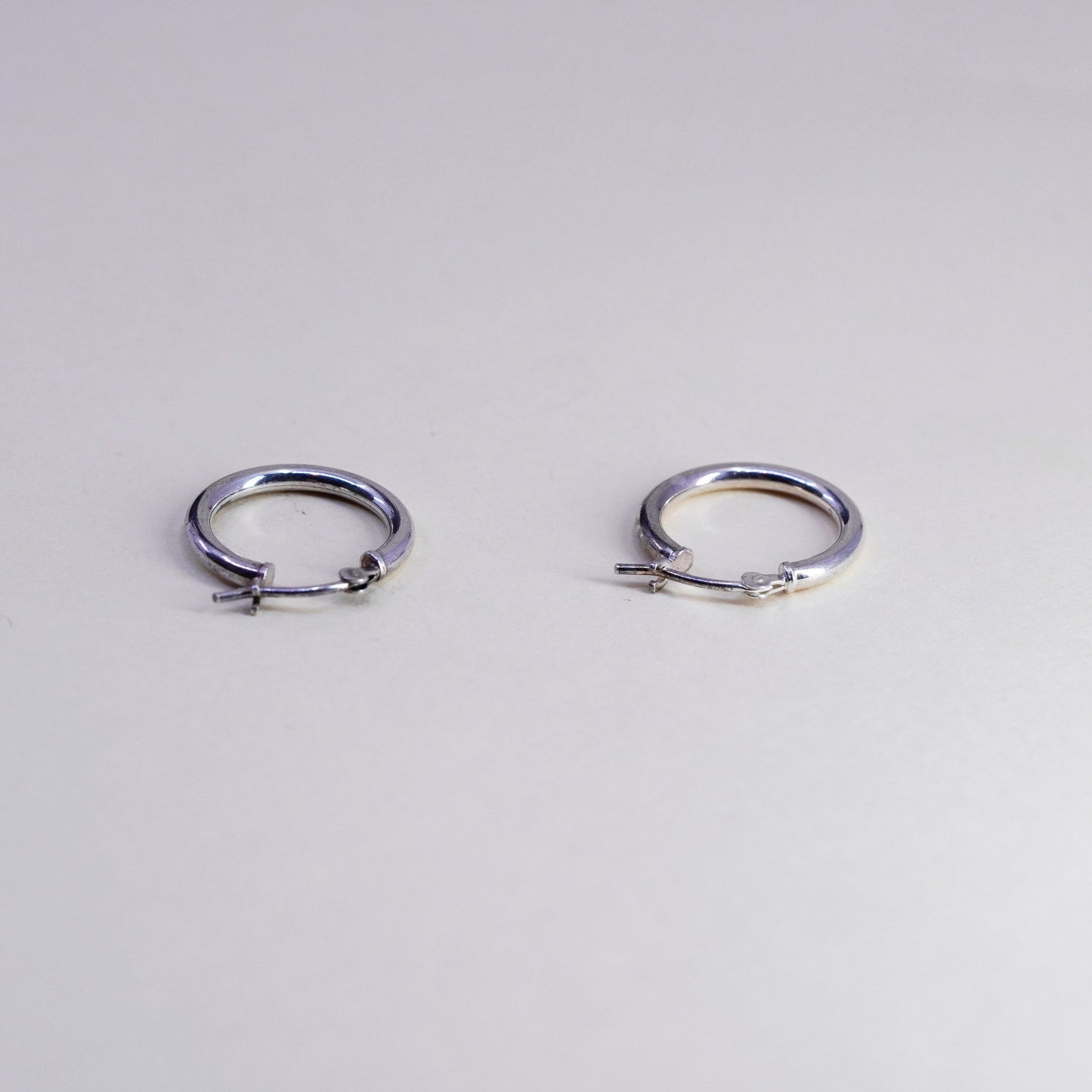 0.5”, Vintage sterling silver loop earrings, minimalist, 925 hoops, huggie