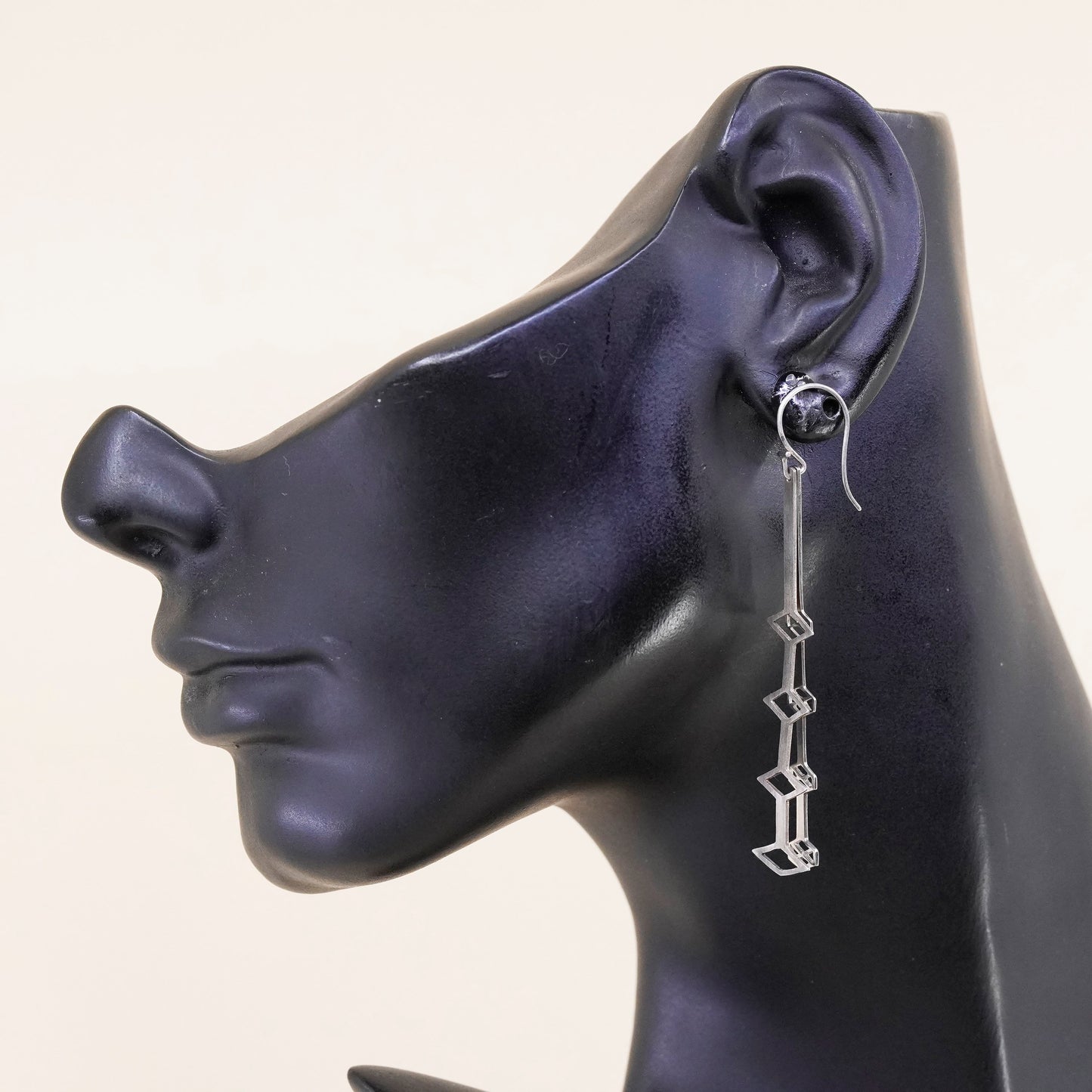 Vintage fllw Sterling silver handmade earrings, long 925 dangles