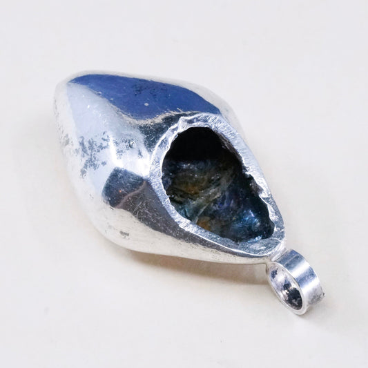 vintage sterling silver handmade pendant, pocket 925 teardrop charm