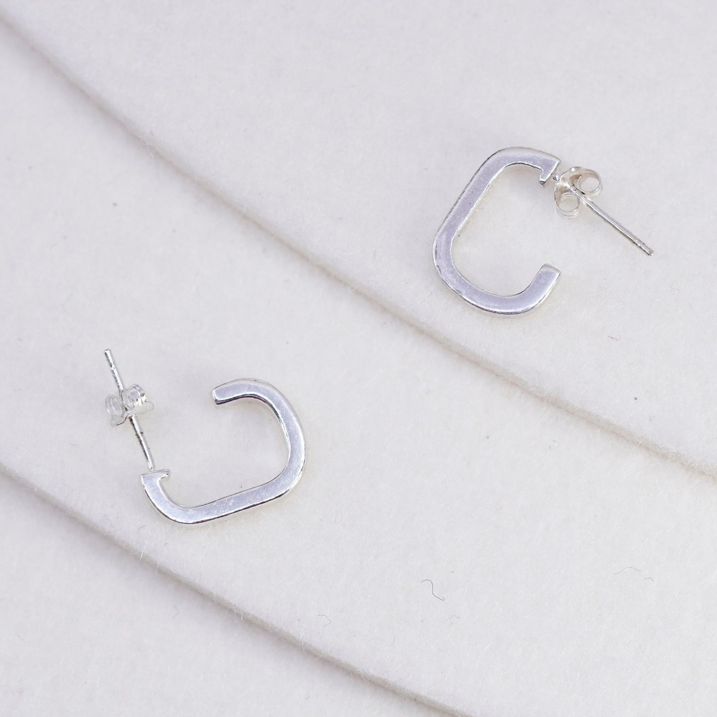 0.5”, vintage Sterling silver handmade earrings, 925 hoops