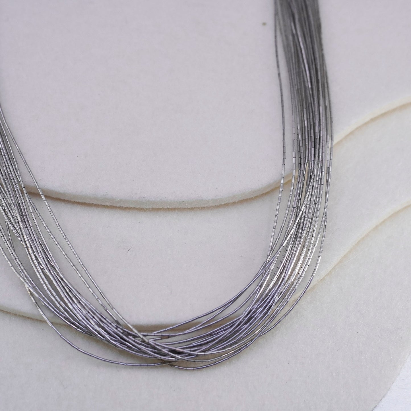 24”, liquid Sterling silver 20 strands necklace, Native American handmade chain