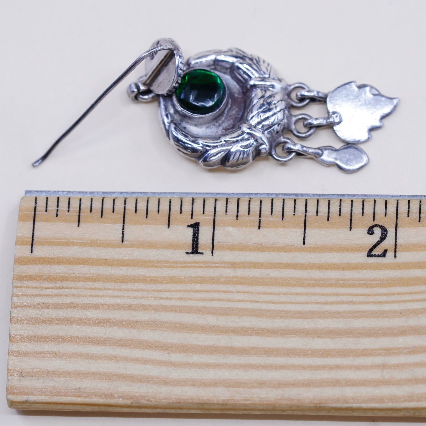 vtg Sterling silver handmade earrings, southwestern 925 disc w/ glass charms
