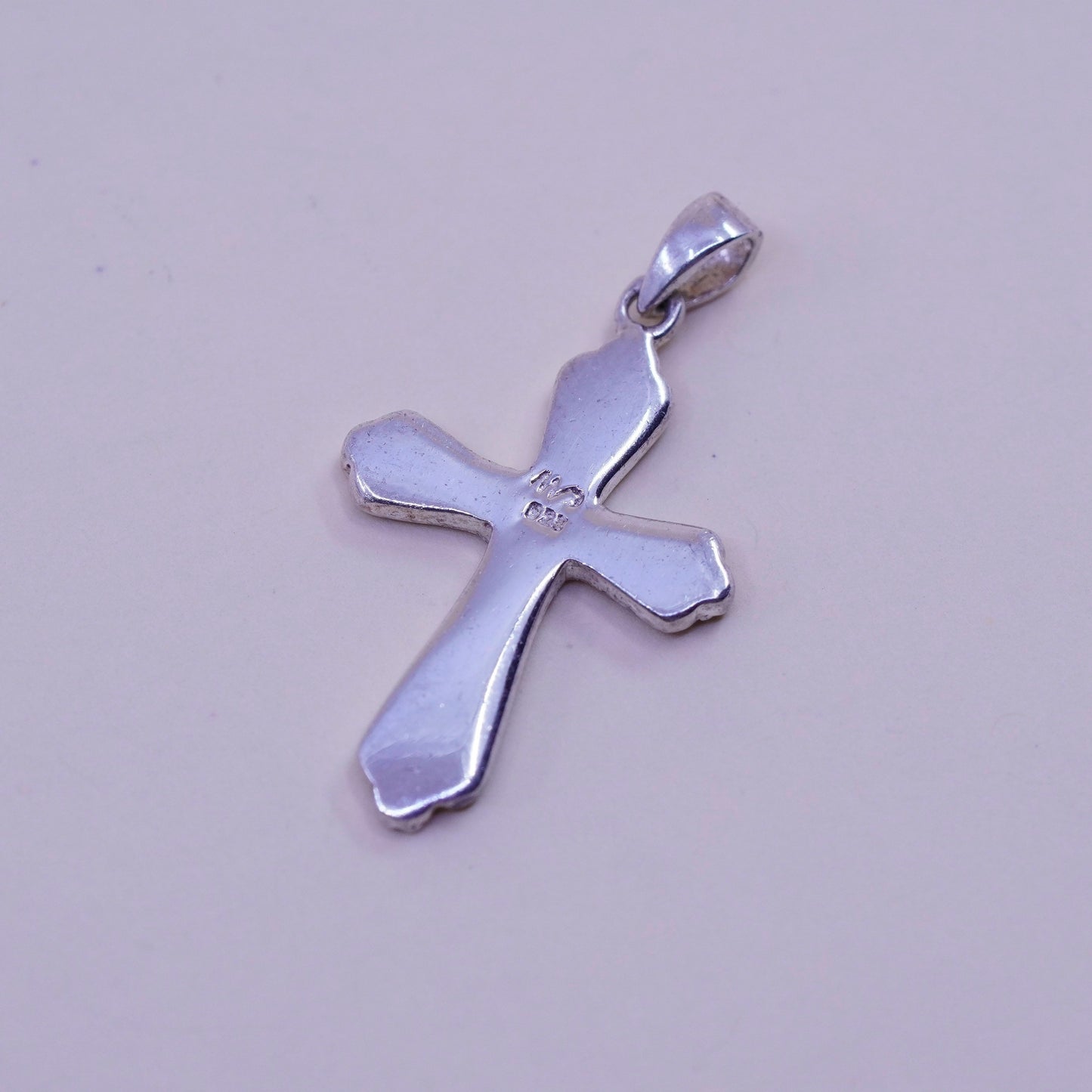 Vintage handmade Sterling silver pendant, textured 925 cross