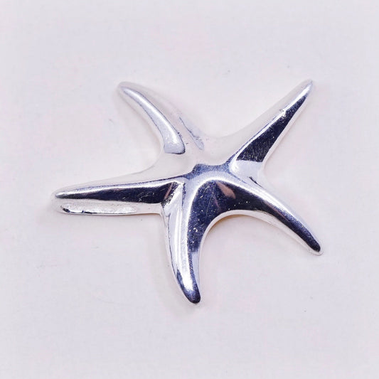 vtg Sterling silver handmade pendant, solid 925 silver starfish