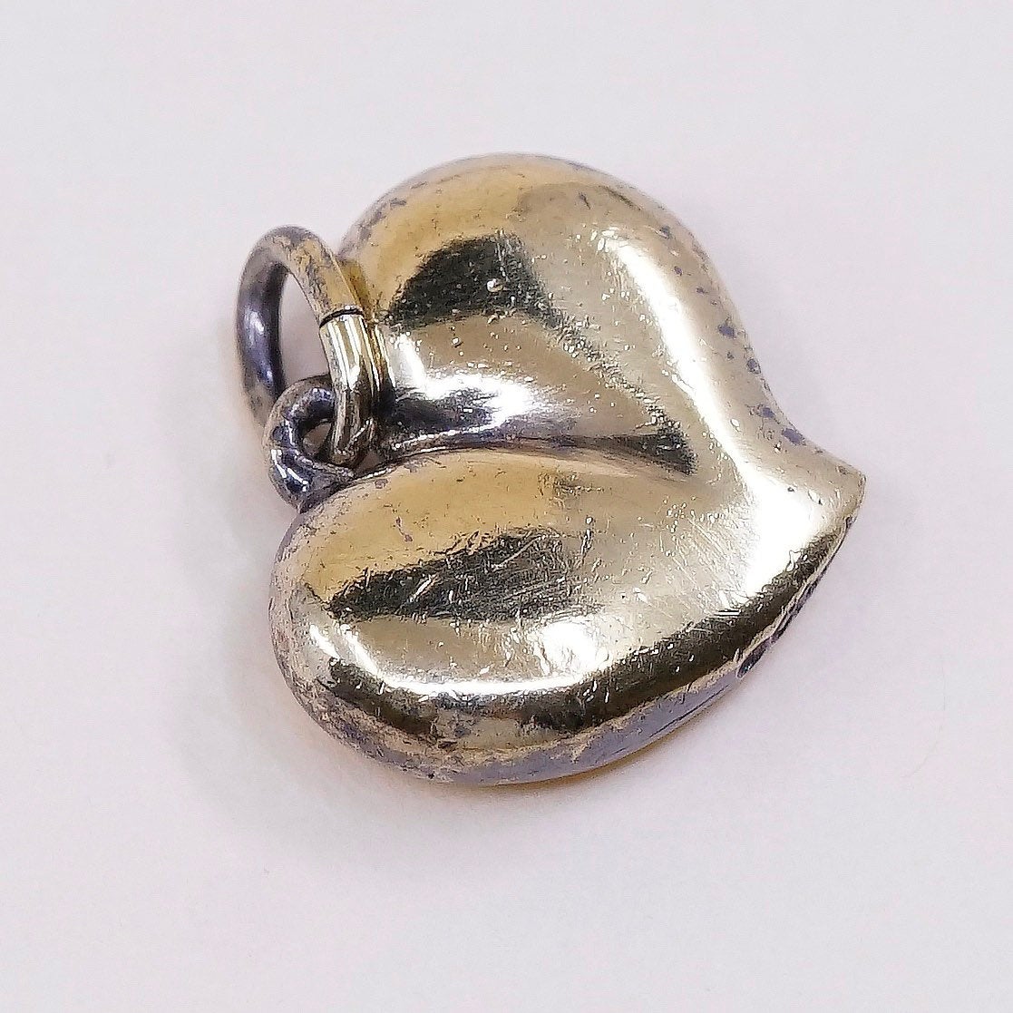 VTG sterling silver heart shaped charm, 925 silver pendant