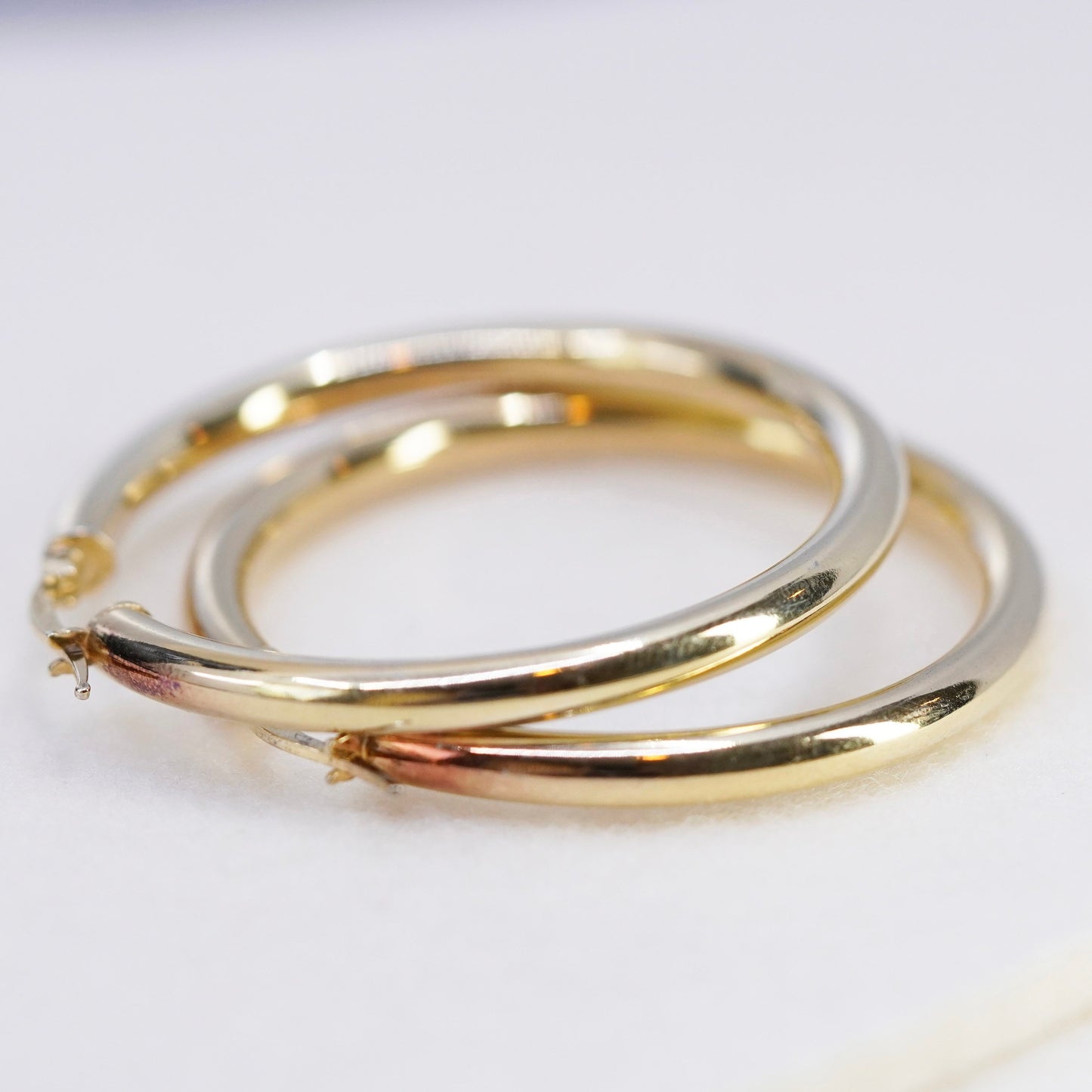 2”, Italian vermeil gold over Sterling silver handmade earrings, 925 bold hoops