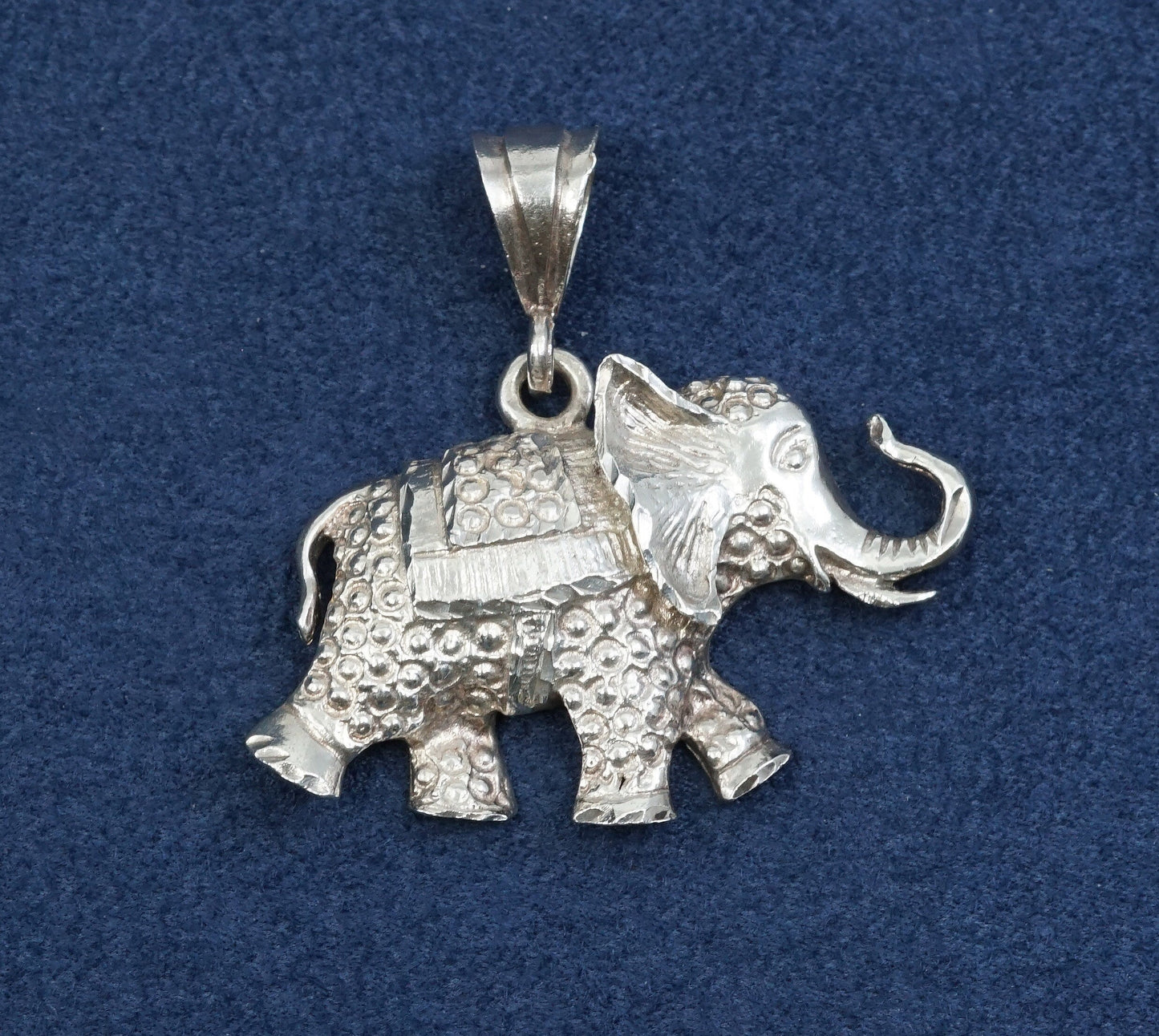 Vtg Sterling silver handmade huge elephant pendant, 925, stamped 925