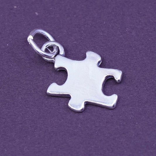 Vintage sterling silver handmade pendant, 925 puzzle charm