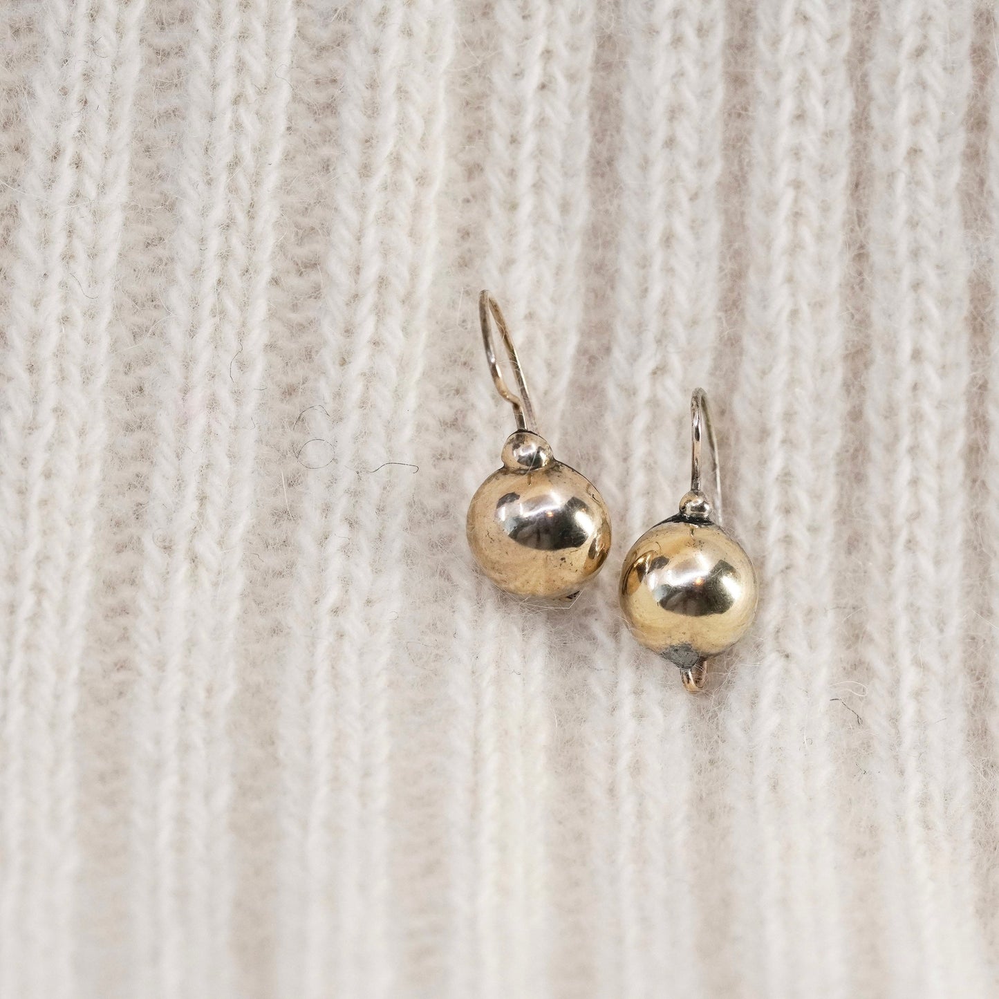 Vintage vermeil gold over sterling silver earrings, 925 bead dangles