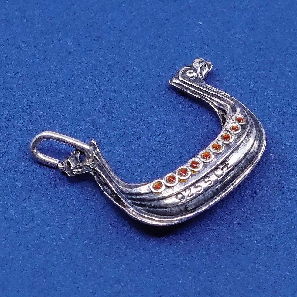 vtg Sterling silver handmade pendant, 925 boat charm