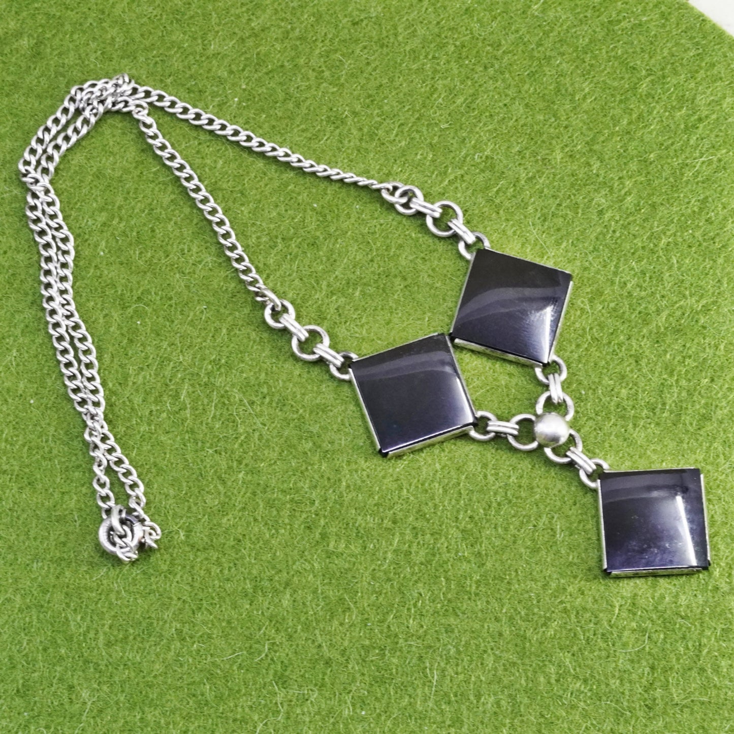 16”, WE Richards WRE sterling 925 silver snake chain necklace square pendant