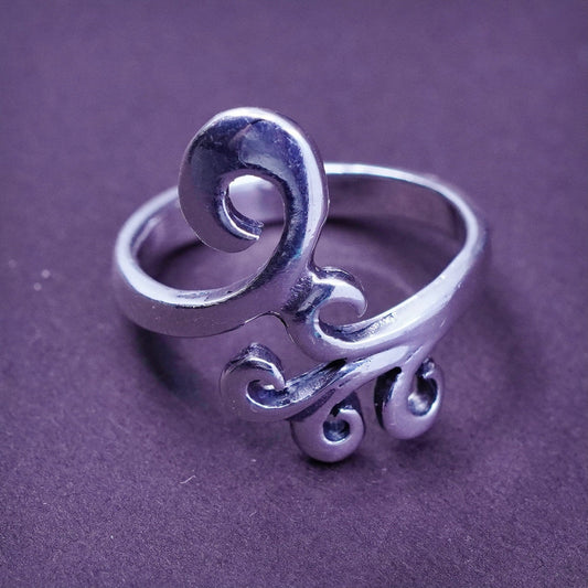 Size 7.5, Sterling silver handmade ring, southwestern 925 filigree swirl band