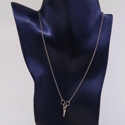 16+2”, 925 dyadema Vermeil Gold Over Sterling Silver Necklace W/ Scissor Pendant