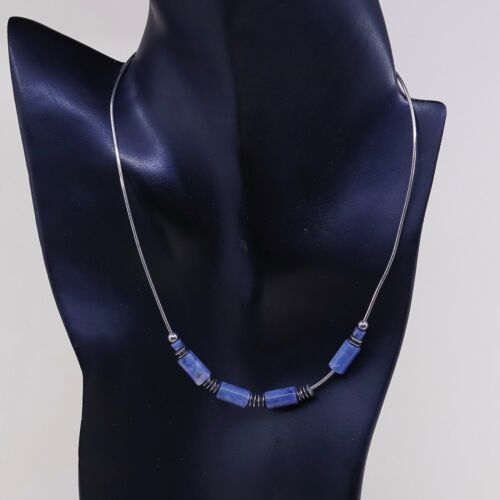 17”, Silpada Sterling Silver Blue Sodalite Snake Chain Choker Necklace N1087