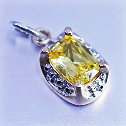 antique vermeil gold over sterling 925 silver handmade charm pendant citrine