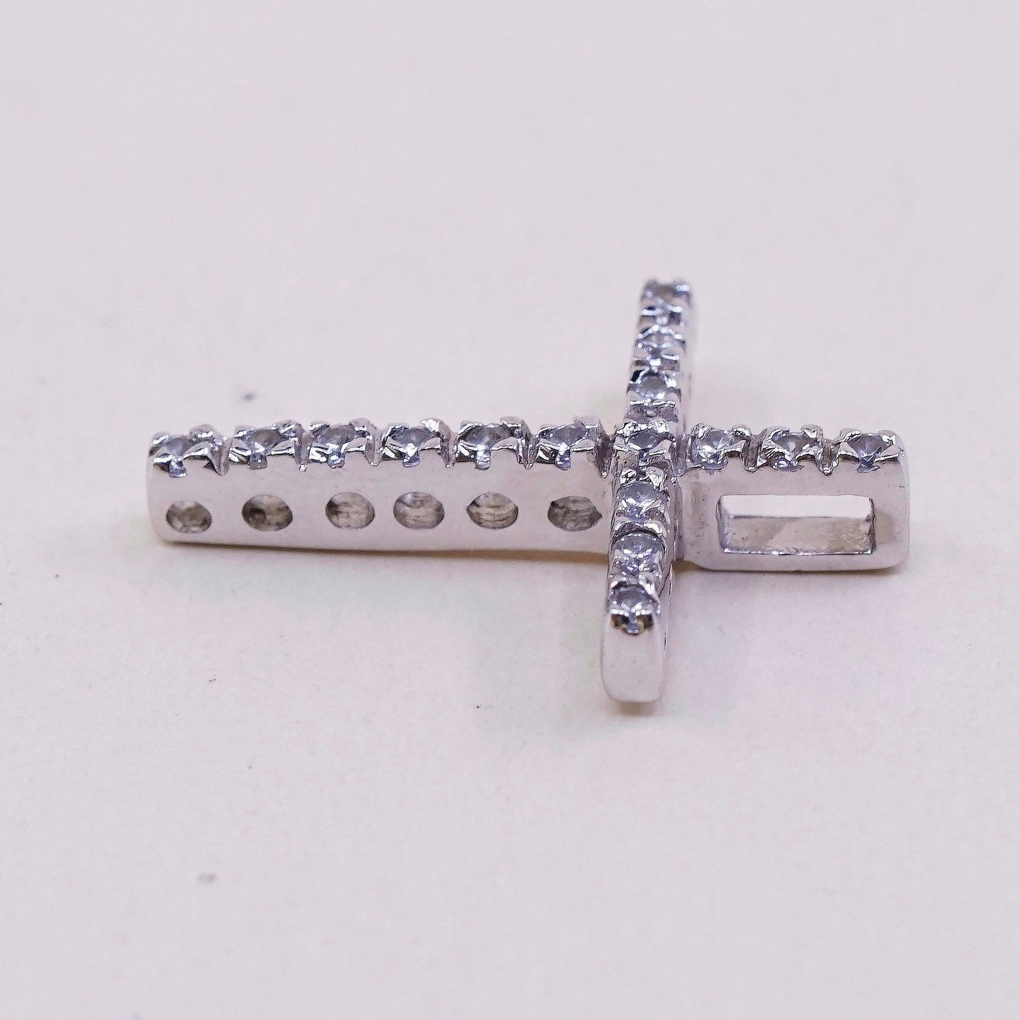 VTG Sterling 925 silver w/ clear crystal cross pendant